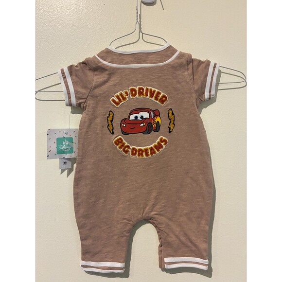 NWT Disney Baby Cars Lightning McQueen Brown Coverall - 0-3M - Picture 2 of 4